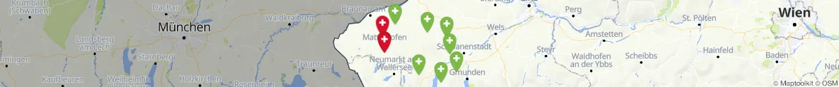 Map view for Pharmacies emergency services nearby Kirchberg bei Mattighofen (Braunau, Oberösterreich)